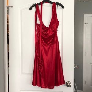Red silk dress